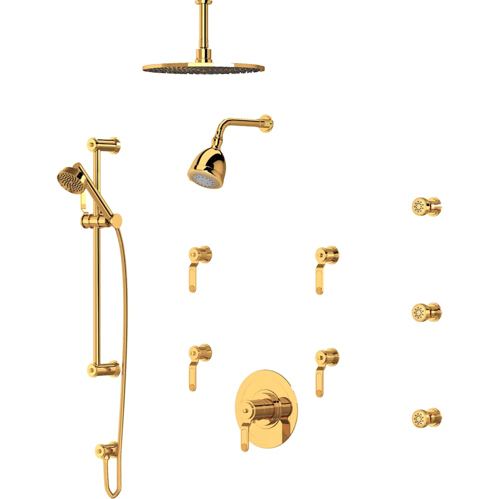 Armstrong Thermostatic Shower System with Shower Head, Hand Shower, Slide Bar, Bodysprays, Shower Arm, Hose, and Valve Trim