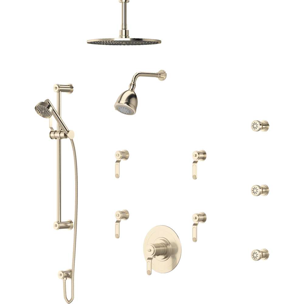 Armstrong Thermostatic Shower System with Shower Head, Hand Shower, Slide Bar, Bodysprays, Shower Arm, Hose, and Valve Trim