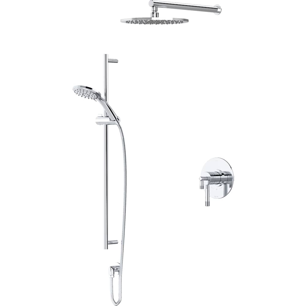 Amahle Pressure Balanced and Thermostatic Shower System with Shower Head, Hand Shower, Slide Bar, Shower Arm, Hose, and Valve Trim