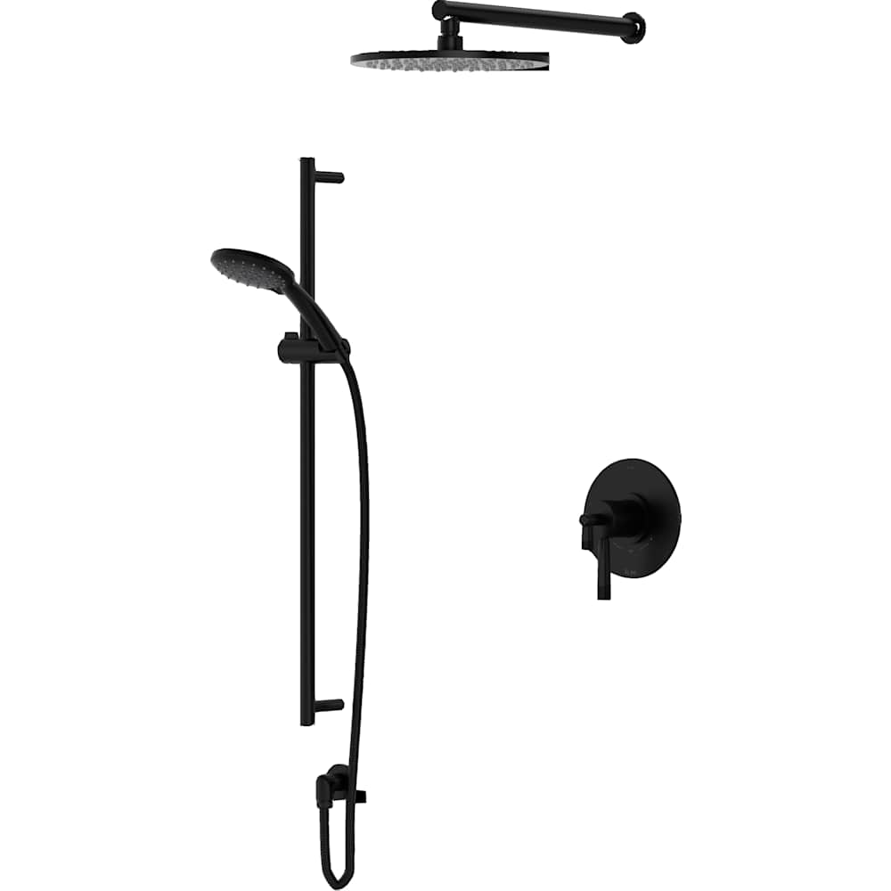 Amahle Pressure Balanced and Thermostatic Shower System with Shower Head, Hand Shower, Slide Bar, Shower Arm, Hose, and Valve Trim