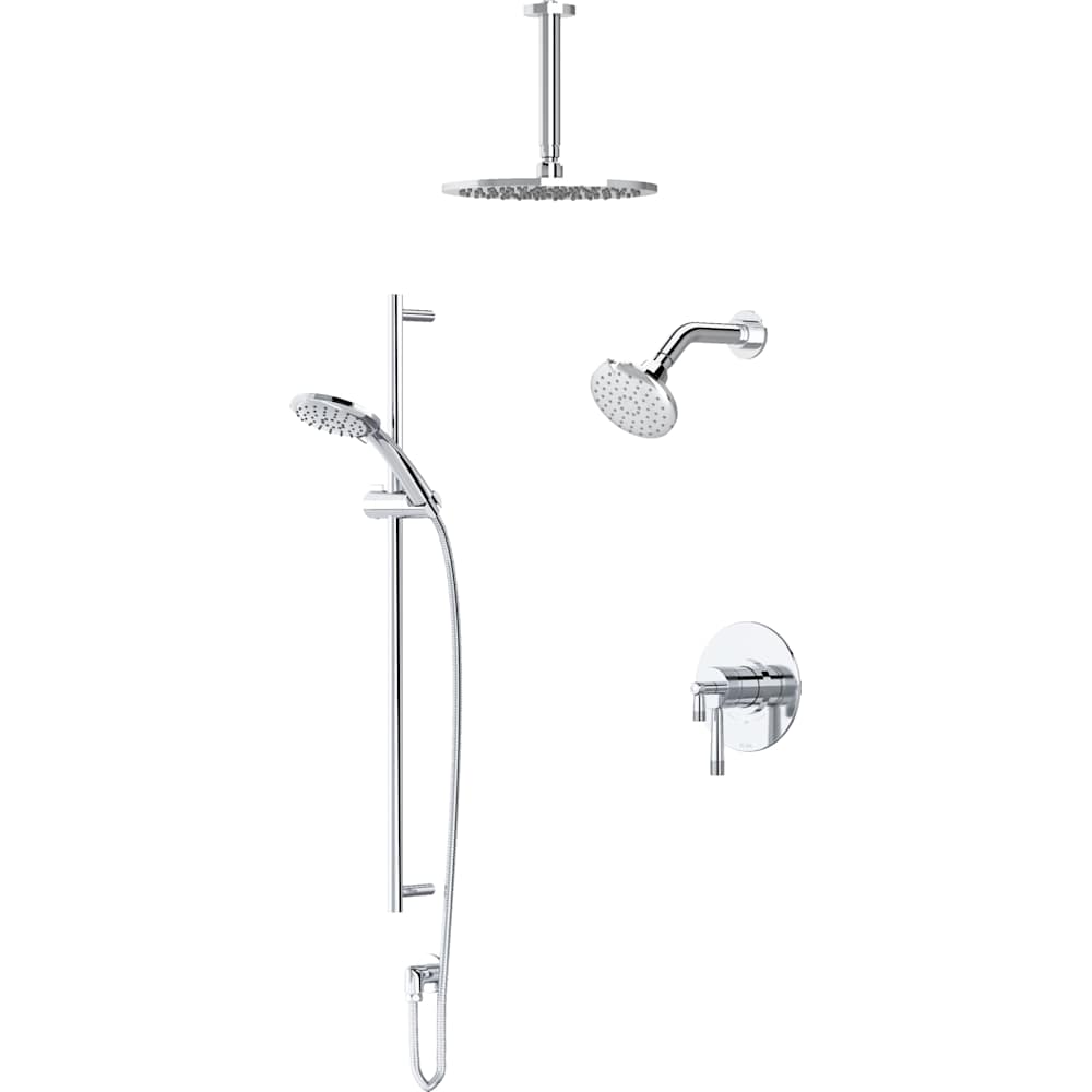 Amahle Pressure Balanced and Thermostatic Shower System with Shower Head, Hand Shower, Slide Bar, Shower Arm, Hose, and Valve Trim