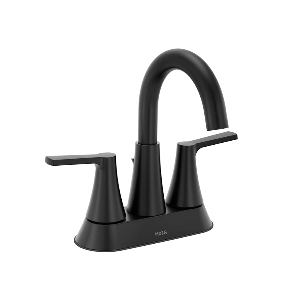 Moen Jase 1.2 GPM Centerset Bathroom Faucet with Pop-Up Drain Assembly Matte Black