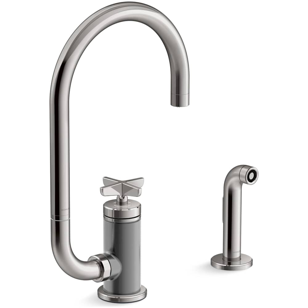 Billet 1.5 GPM Single Hole Kitchen Faucet - Includes Side Spray and Single Cross Handle