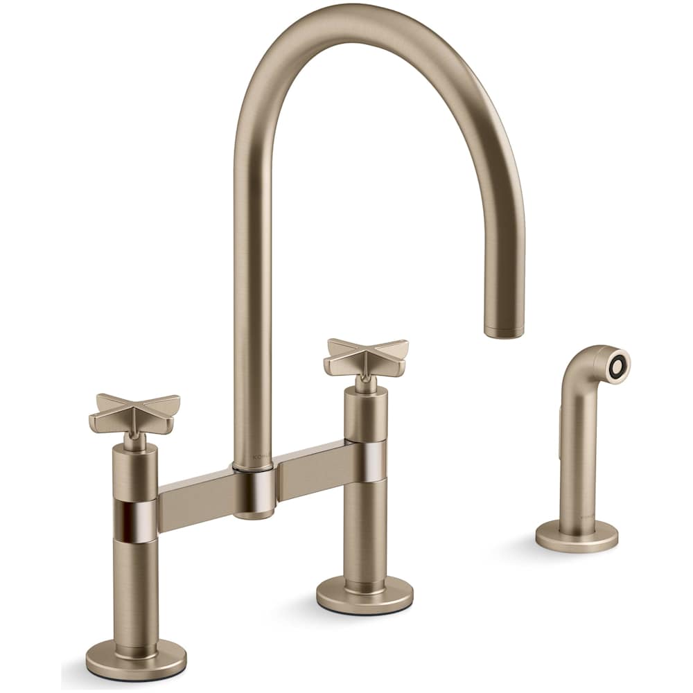 Billet 1.5 GPM Widespread Bridge Kitchen Faucet - Includes Side Spray and High-Arch Spout
