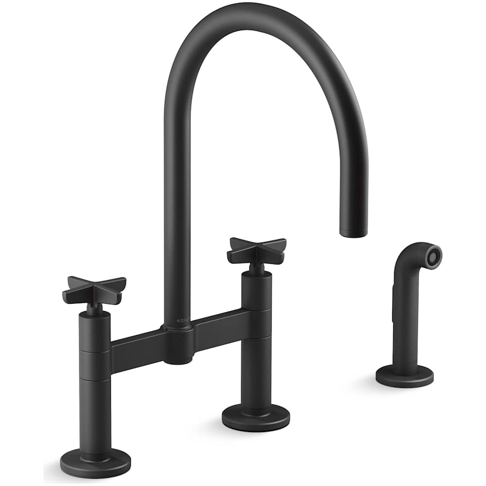 Billet 1.5 GPM Widespread Bridge Kitchen Faucet - Includes Side Spray and High-Arch Spout
