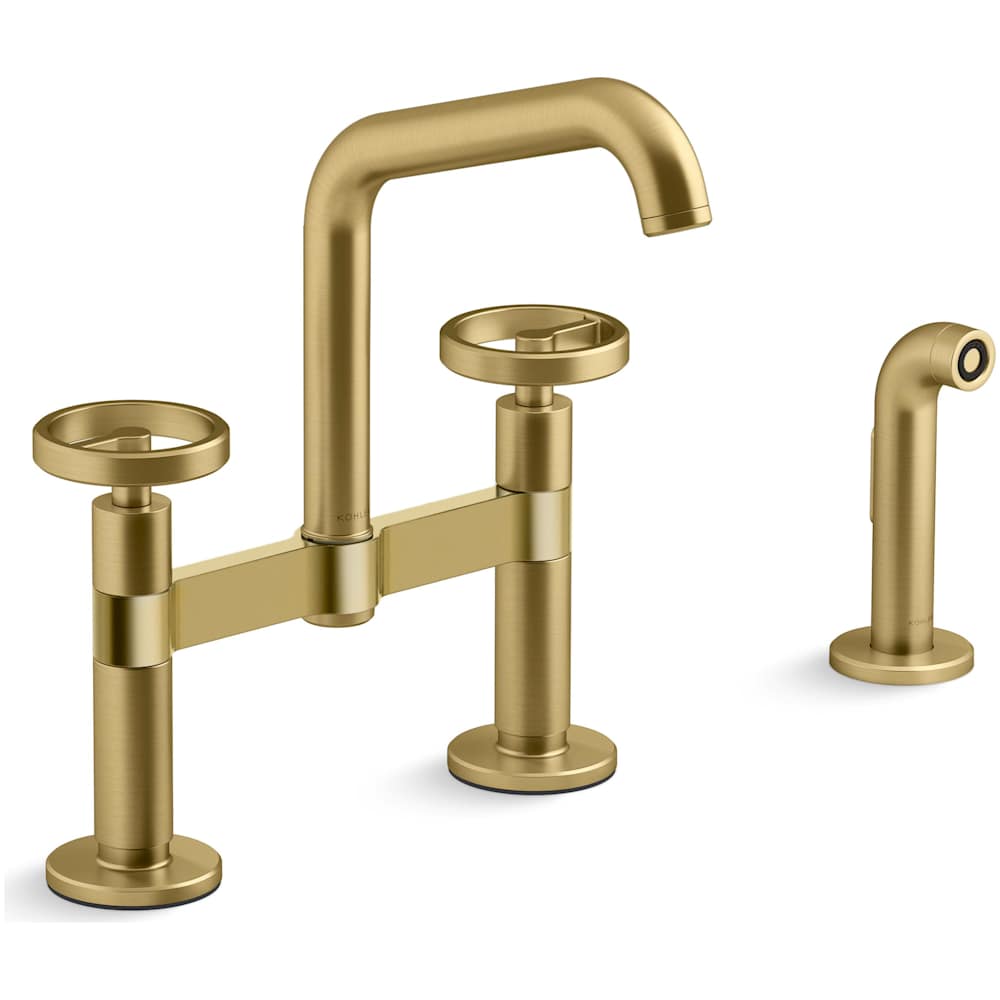 Billet 1.5 GPM Widespread Bridge Kitchen Faucet - Includes Side Spray