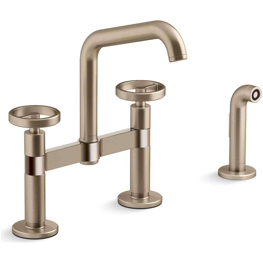 Billet 1.5 GPM Widespread Bridge Kitchen Faucet - Includes Side Spray