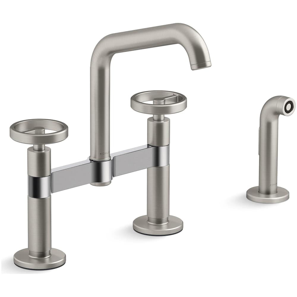 Billet 1.5 GPM Widespread Bridge Kitchen Faucet - Includes Side Spray