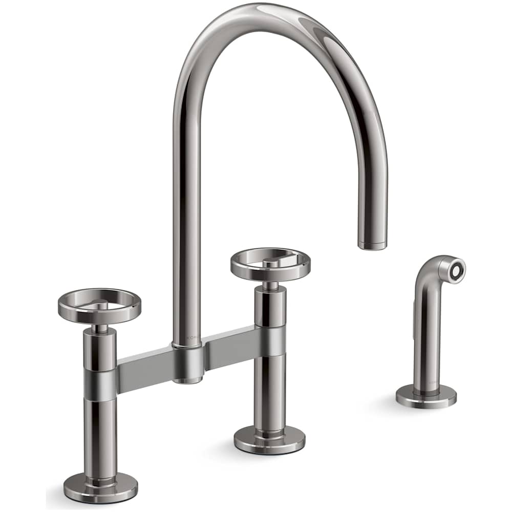 Billet 1.5 GPM Widespread Bridge Kitchen Faucet - Includes Side Spray and Dual Wheel Handles