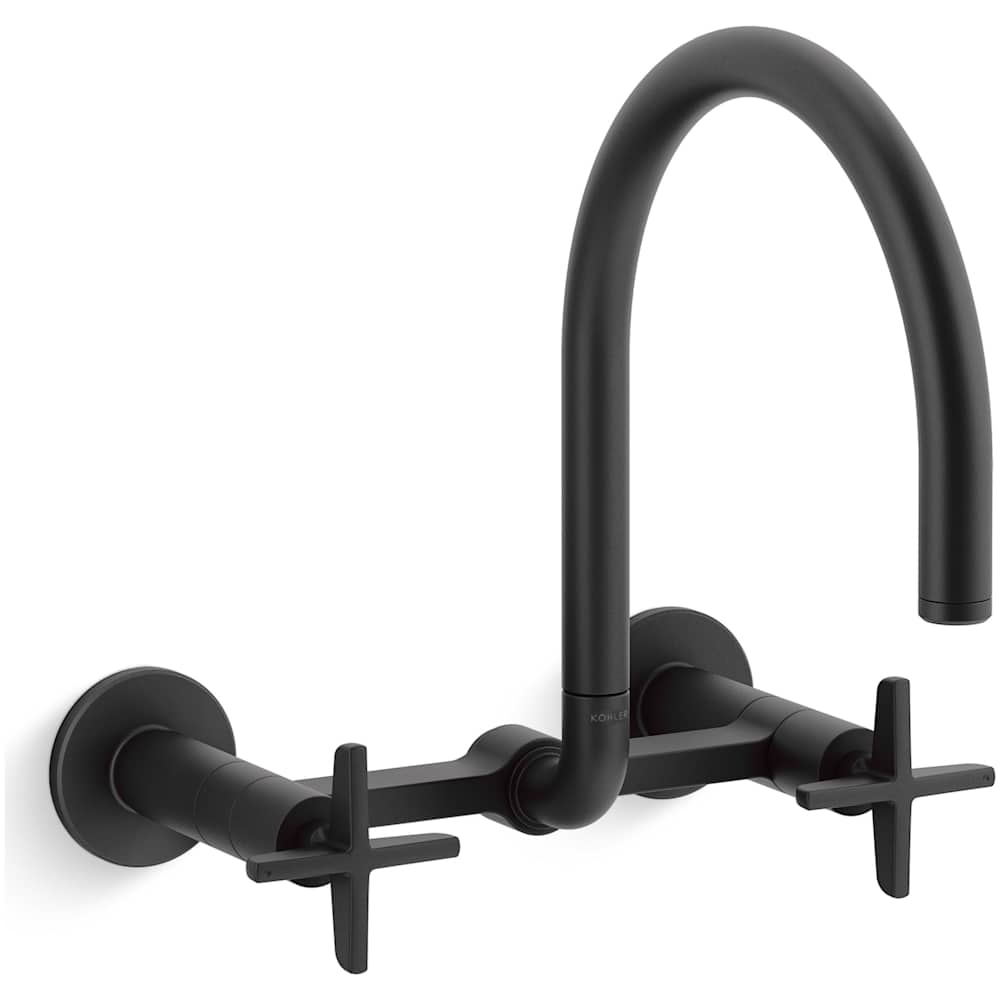 Billet 1.5 GPM Wall Mounted Widespread Bridge Kitchen Faucet with Dual Cross Handles