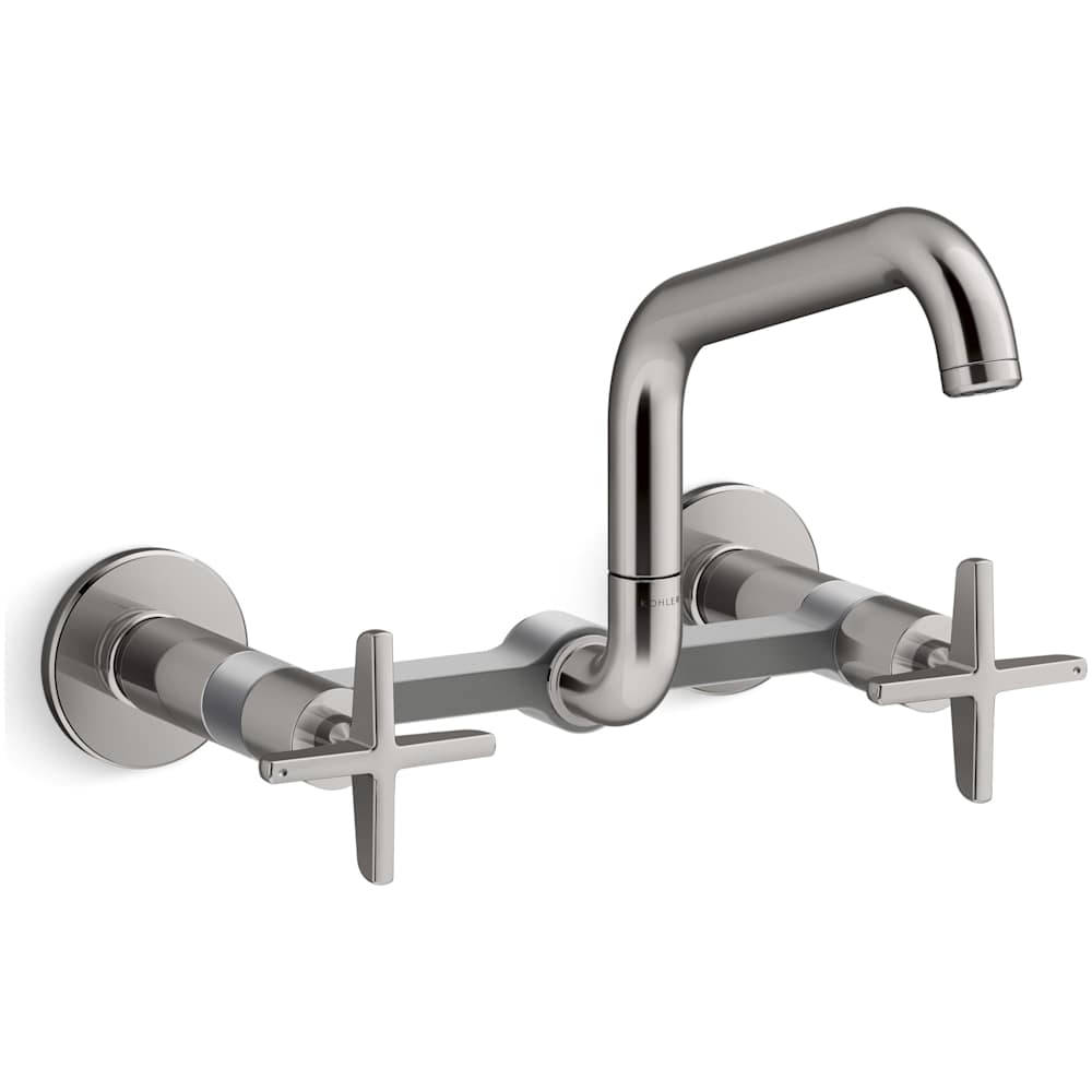 Billet 1.5 GPM Wall Mounted Widespread Bridge Kitchen Faucet with Dual Cross Handles