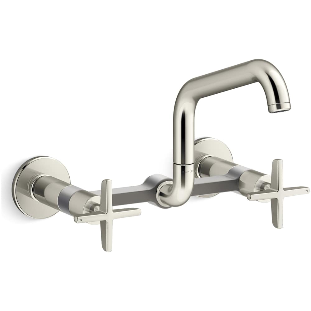 Billet 1.5 GPM Wall Mounted Widespread Bridge Kitchen Faucet with Dual Cross Handles