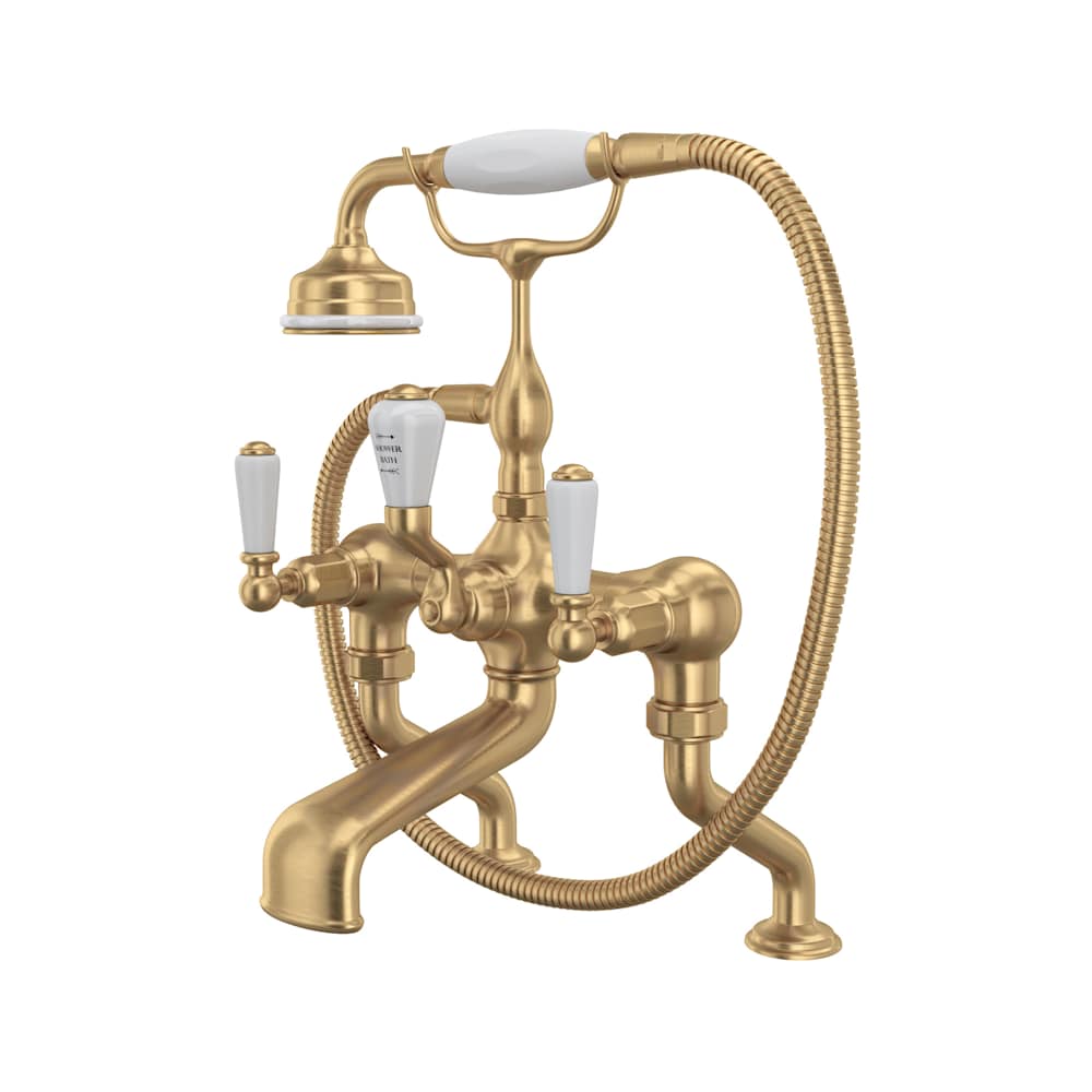 Edwardian Deck Mounted Tub Filler with Built-In Diverter - Includes Hand Shower