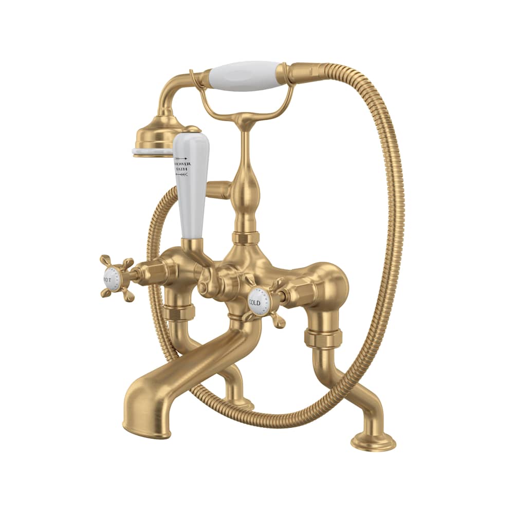 Edwardian Deck Mounted Tub Filler with Built-In Diverter - Includes Hand Shower