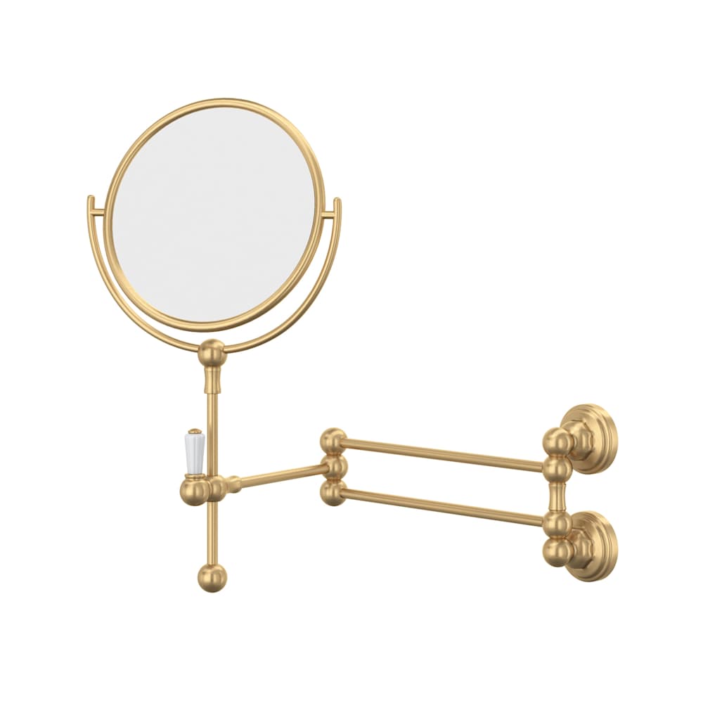Edwardian 9"W x 14-7/8"H Circular Brass Framed Wall Mounted Make-up Mirror