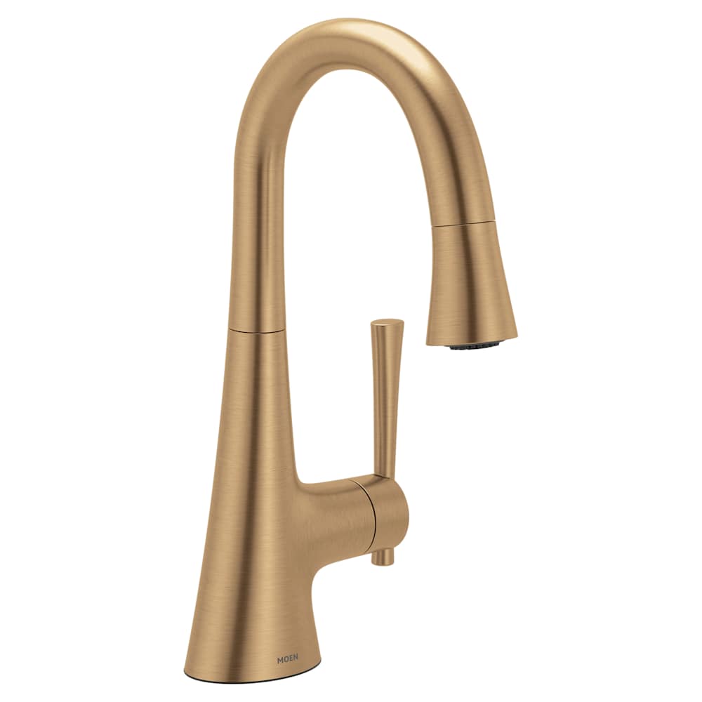Moen Kurv 1.5 GPM Single Hole Pull Down Bar Faucet Bronzed Gold