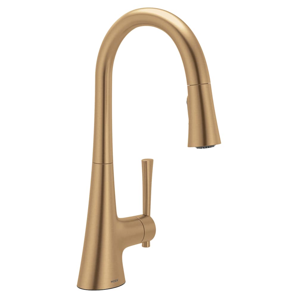 Moen Kurv 1.5 GPM Single Hole Pull Down Kitchen Faucet Bronzed Gold