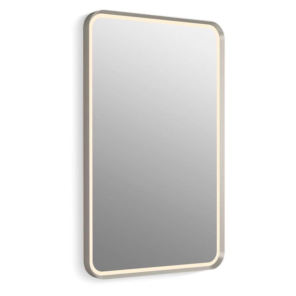 Essential Ultrabright 22"W x 34"H Rectangular Flat Framed Wall Mounted Mirror with LED Lighting