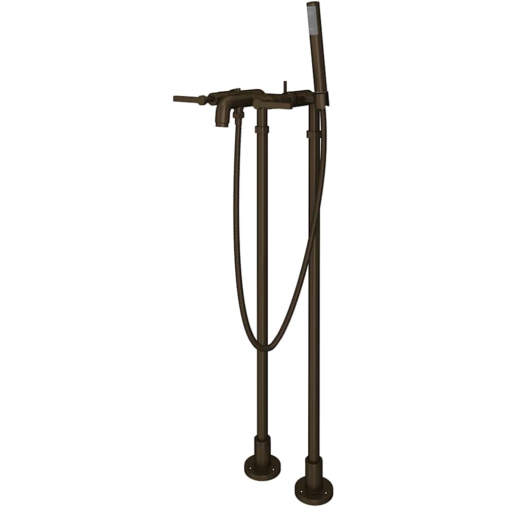 Lombardia Floor Mounted Tub Filler with Built-In Diverter - Includes Hand Shower