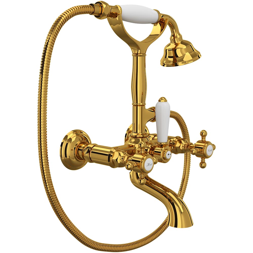 Acqui Wall Mounted Tub Filler with Built-In Diverter - Includes Hand Shower