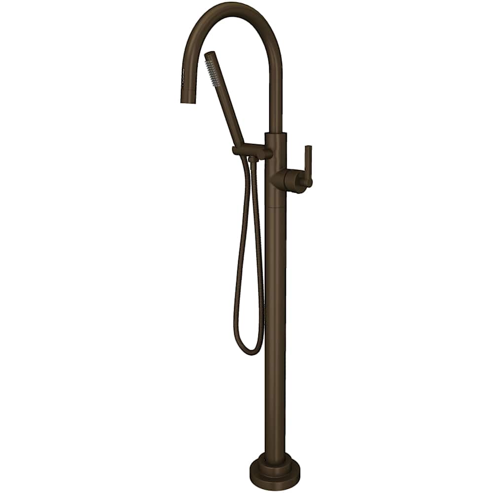 Lombardia Floor Mounted Tub Filler with Built-In Diverter - Includes Hand Shower