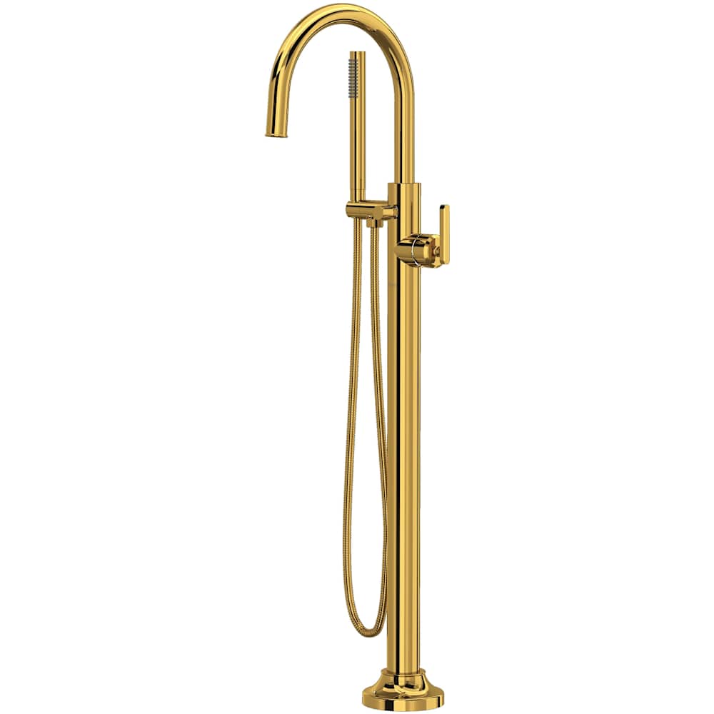 Apothecary Floor Mounted Tub Filler with Built-In Diverter - Includes Hand Shower