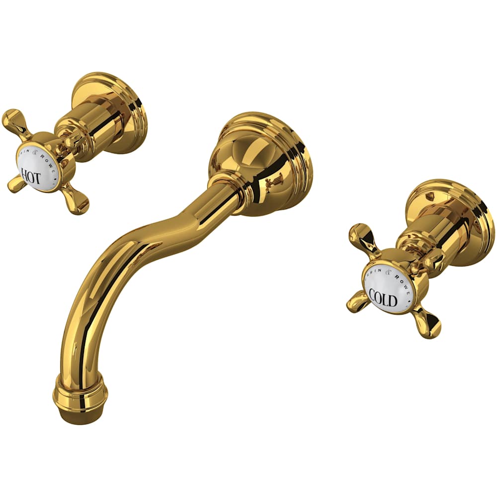 Edwardian 1.2 GPM Wall Mounted Widespread Bathroom Faucet with Column Spout