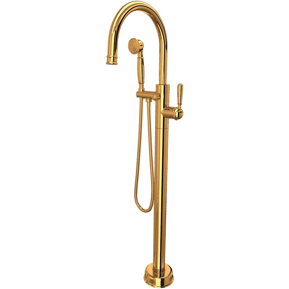 Floor Mounted Tub Filler with Built-In Diverter - Includes Hand Shower