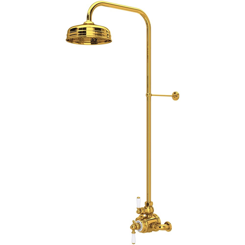 Edwardian Thermostatic Exposed Thermostatic Shower System with Shower Head, Slide Bar, Shower Arm, and Valve Trim