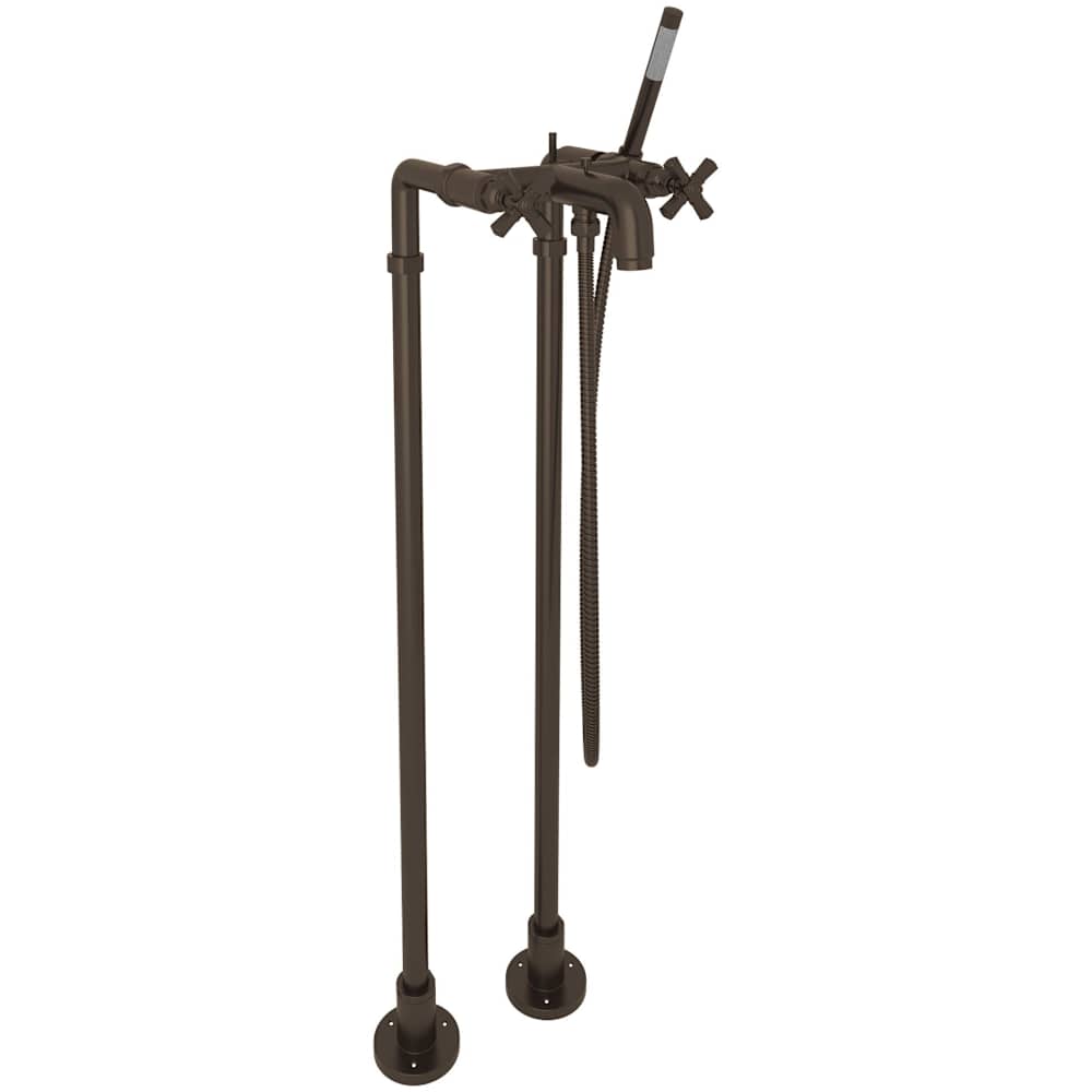 San Giovanni Floor Mounted Clawfoot Tub Filler with Built-In Diverter - Includes Hand Shower