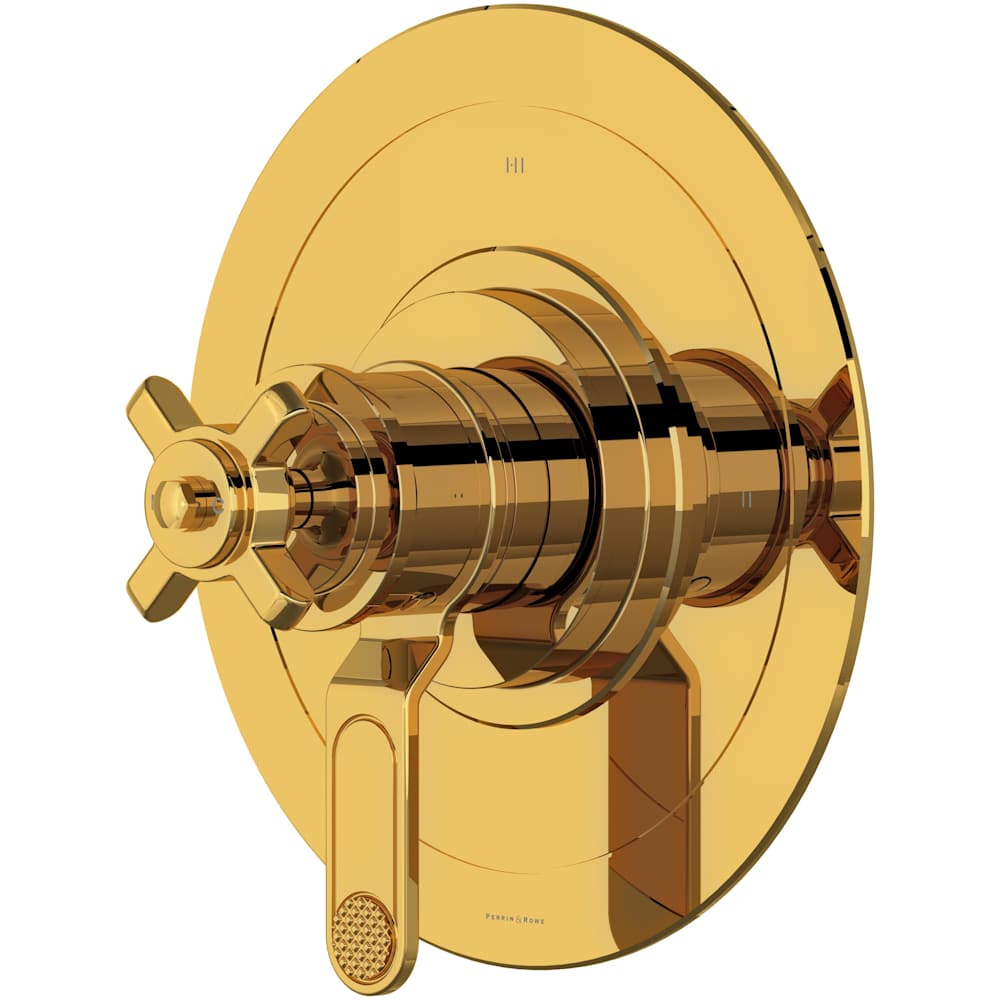 Armstrong Two Independent and One Shared Function Thermostatic Valve Trim Only with Single Cross Handle and Integrated Diverter - Less Rough In
