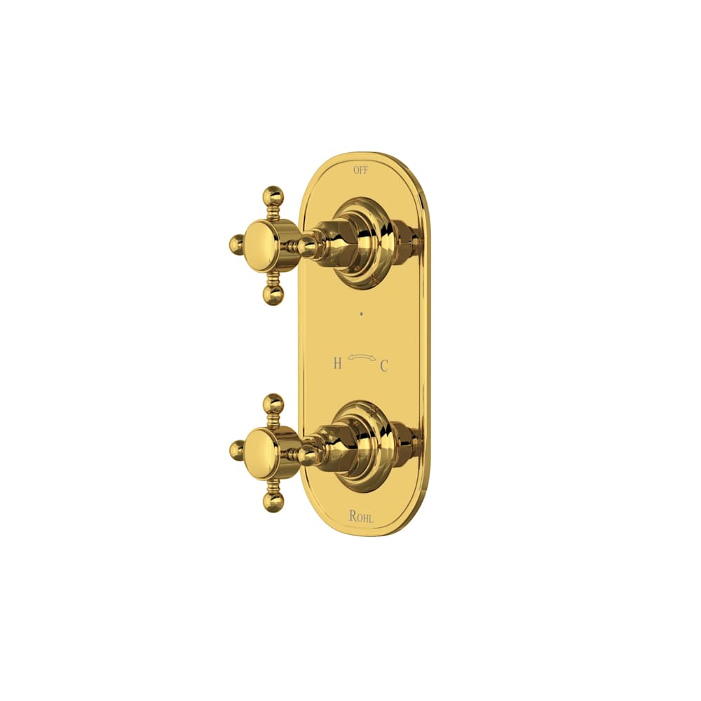 Five Function Thermostatic Valve Trim Only with Dual Cross Handles and Integrated Diverter - Less Rough In