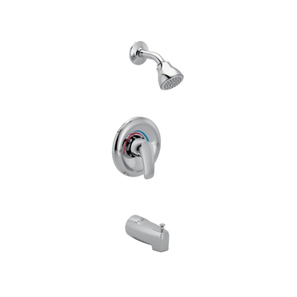 Moen Chateau Tub and Shower Trim Package with 2.5 GPM Single Function Shower Head Polished Chrome