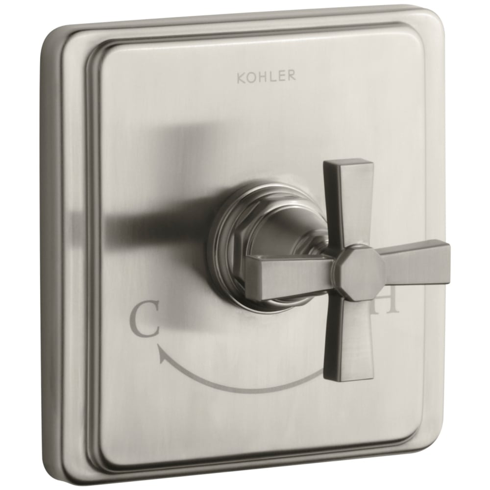 Pinstripe Single Handle Thermostatic Valve Trim with Metal Cross Handle