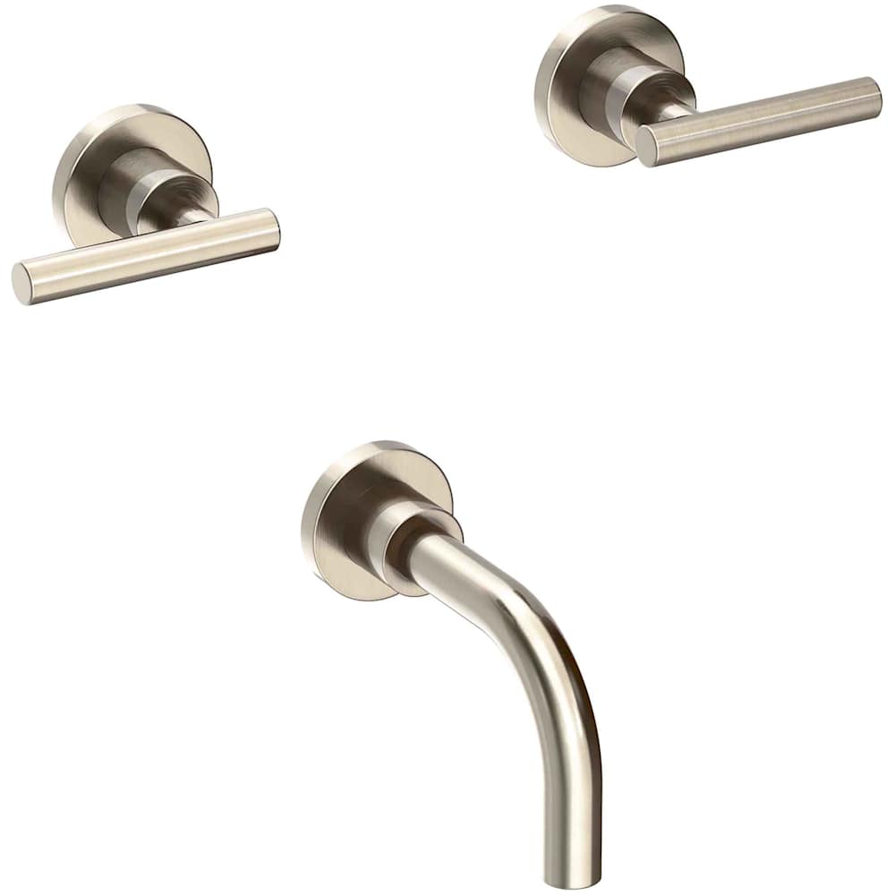 East Linear Double Handle Wall Mounted Tub Filler with Metal Lever Handles