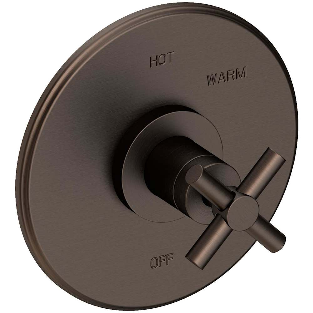 East Linear Collection Single Handle Round Pressure Balanced Shower Trim Plate Only with Metal Cross Handle