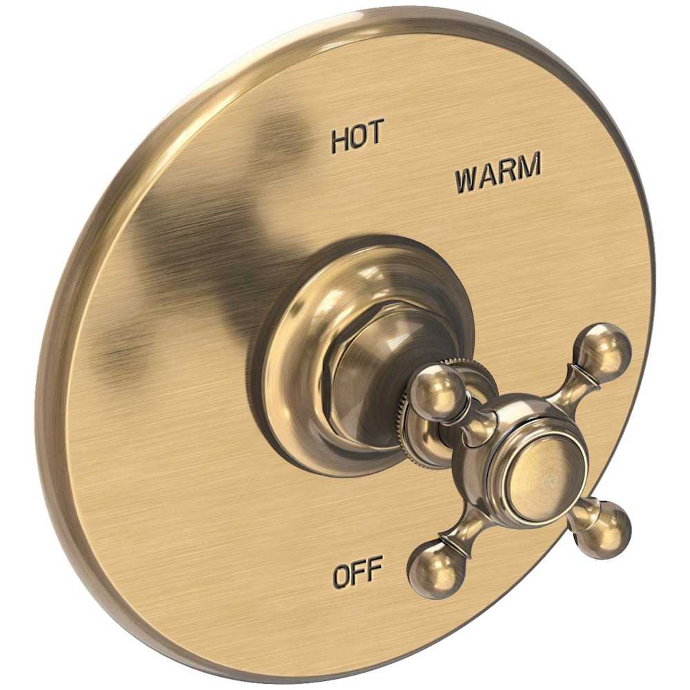 Victoria Collection Single Handle Round Pressure Balanced Shower Trim Plate Only with Metal Cross Handle