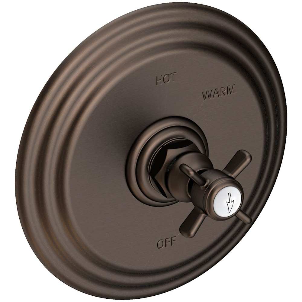 Fairfield Collection Single Handle Round Pressure Balanced Shower Trim Plate Only with Metal Cross Handle