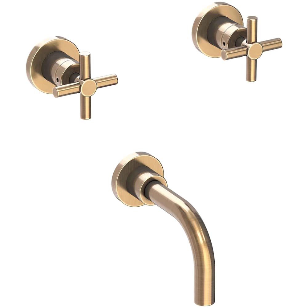 East Linear Wall Mounted Tub Filler with Metal Cross Handles