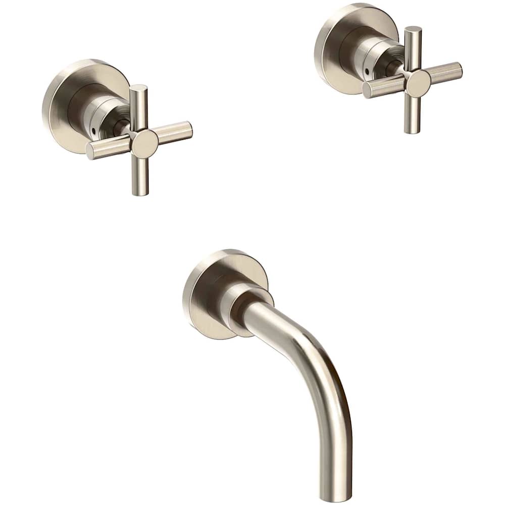 East Linear Wall Mounted Tub Filler with Metal Cross Handles