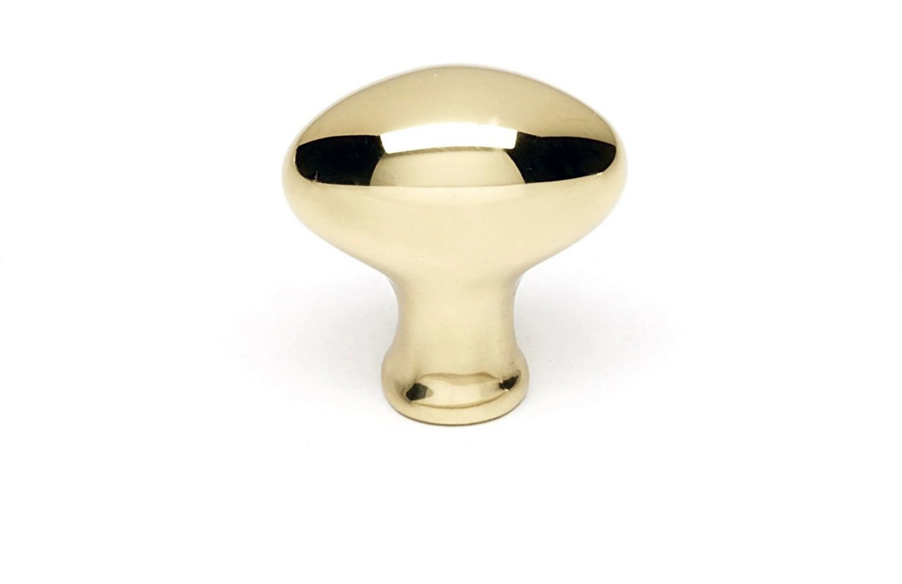Alno A827-14-PB Contemporary 1-1/4" Farmhouse Egg Oval Solid Brass Cabinet Knob / Drawer Knob - OPEN BOX