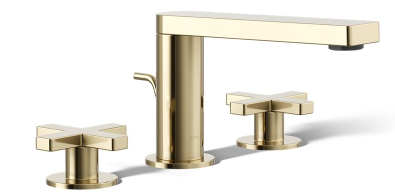 Composed Widespread Bathroom Faucet with Cross Handles and Pop-Up Drain