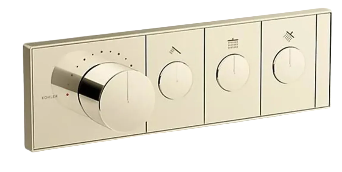 Anthem Three Function Thermostatic Valve Trim Only with Single Knob Handle, Integrated Diverter, and Volume Control - Less Rough In