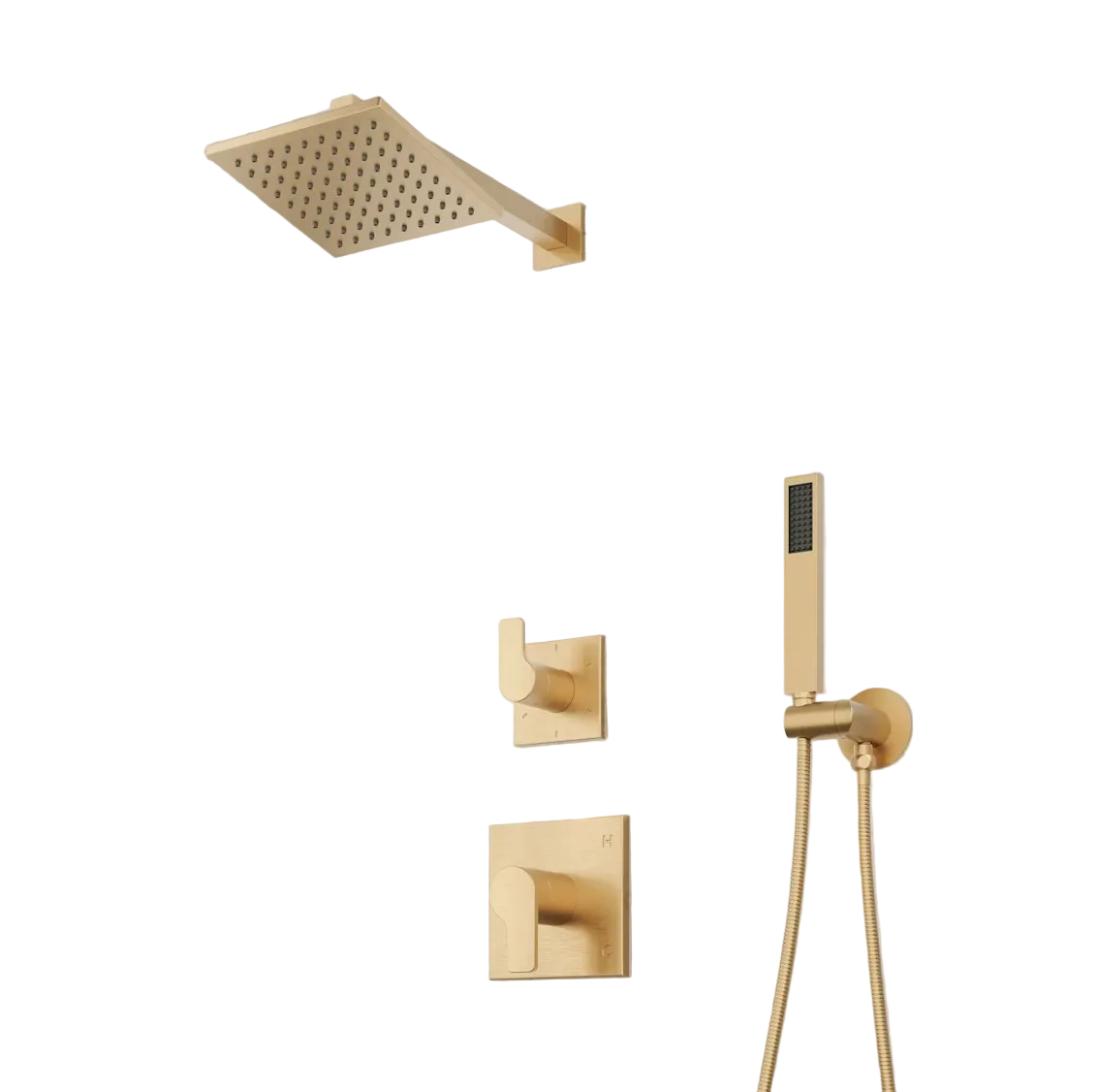 Hibiscus Pressure Balanced Shower System with Shower Head, Hand Shower, Shower Arm, Hose, and Valve Trim - 2 Levers