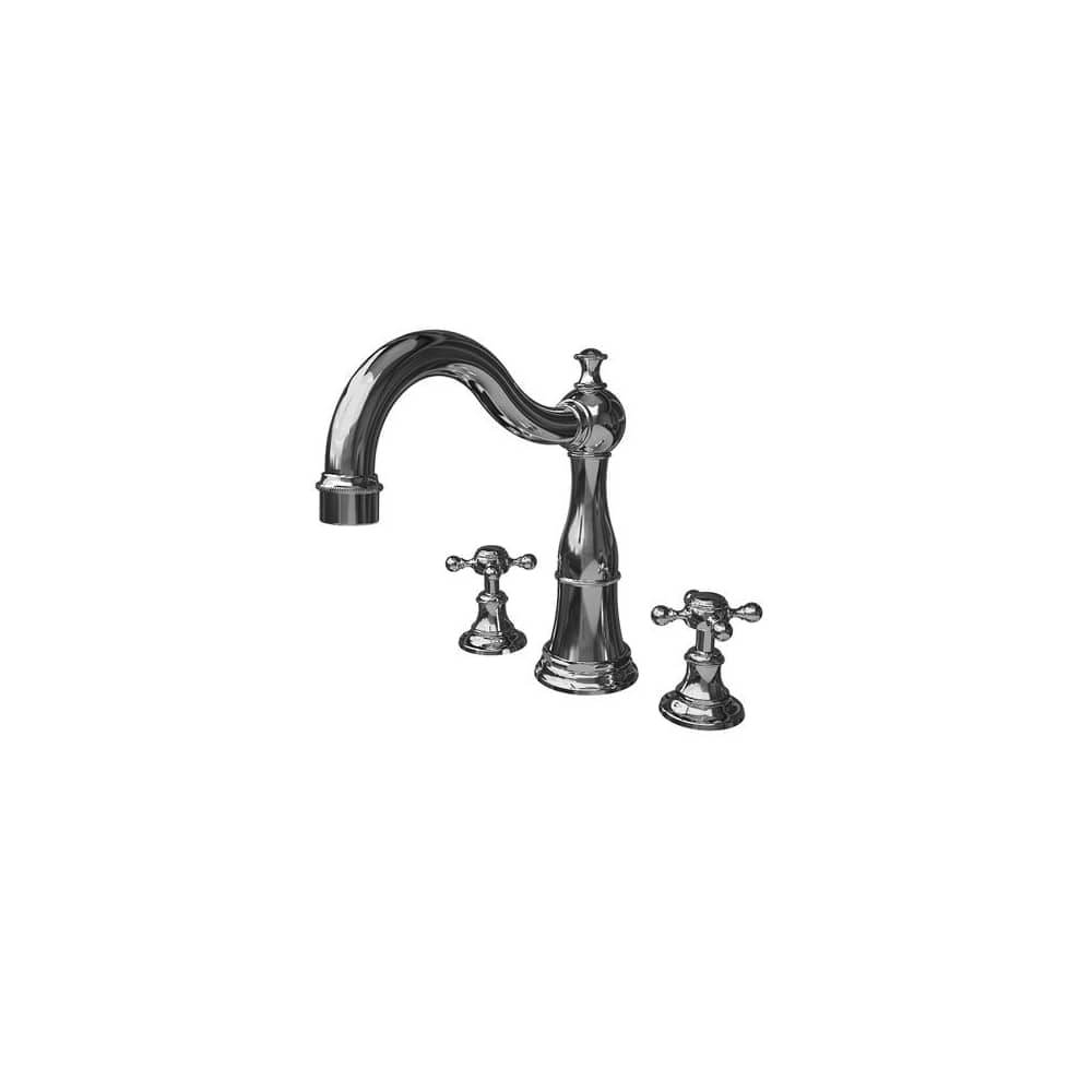Victoria Double Handle Deck Mounted Roman Tub Filler with Metal Cross Handles