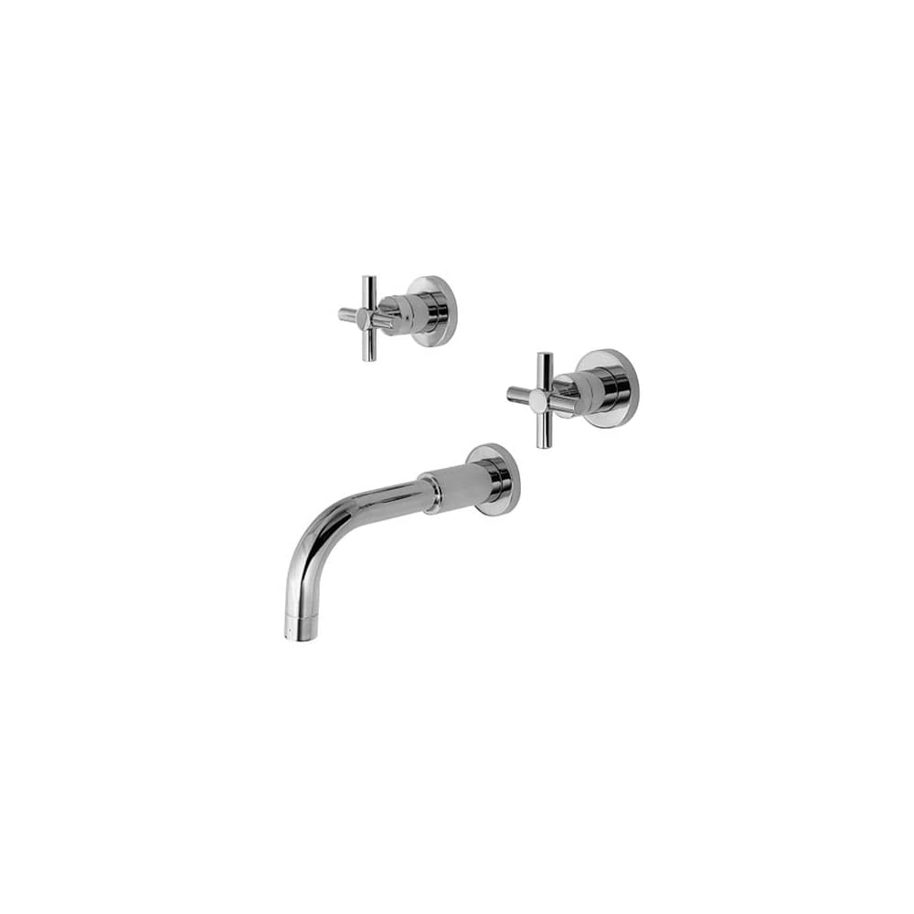 East Linear Wall Mounted Tub Filler with Metal Cross Handles