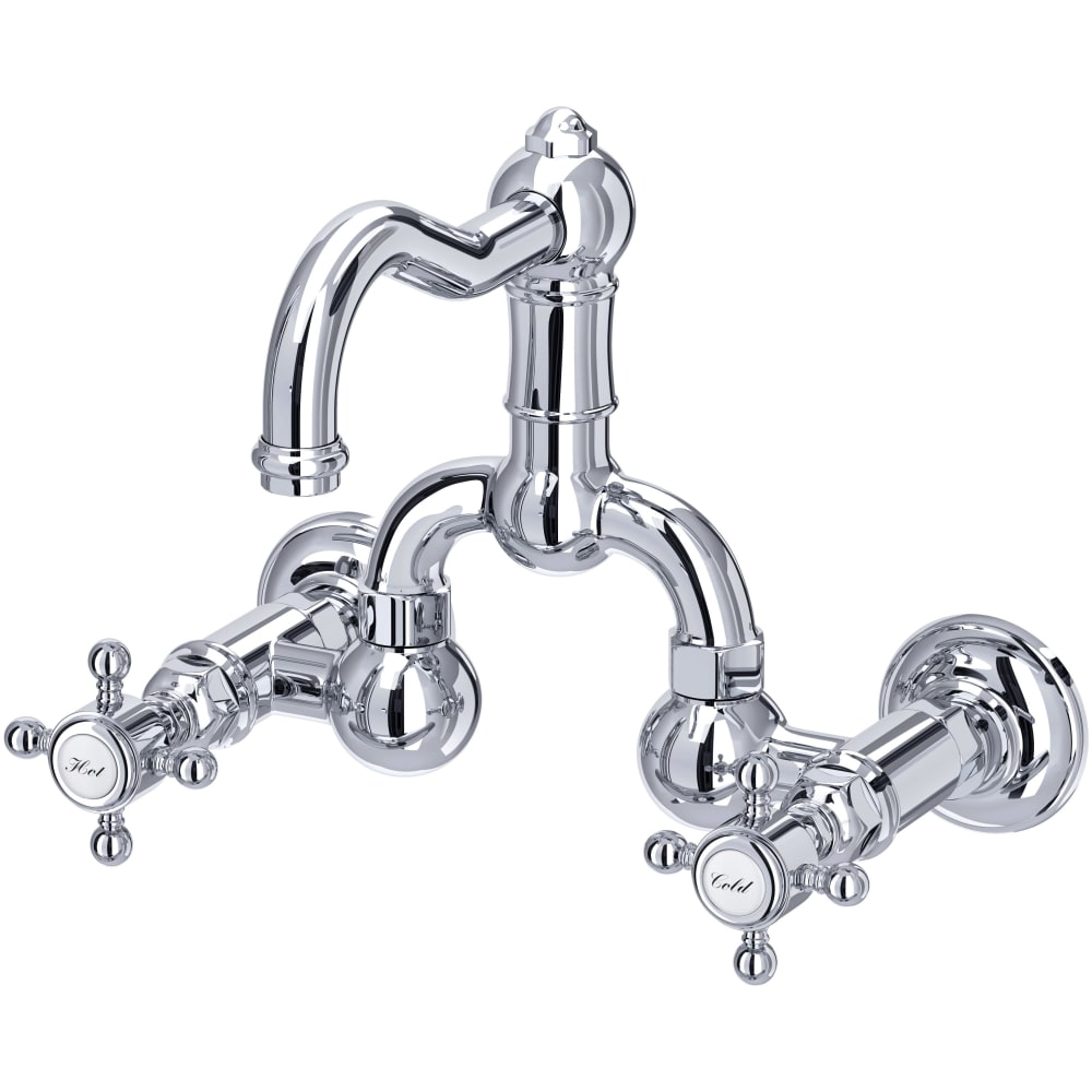 Acqui 1.2 GPM Wall Mounted Widespread Bridge Bathroom Faucet with Pop-Up Drain Assembly