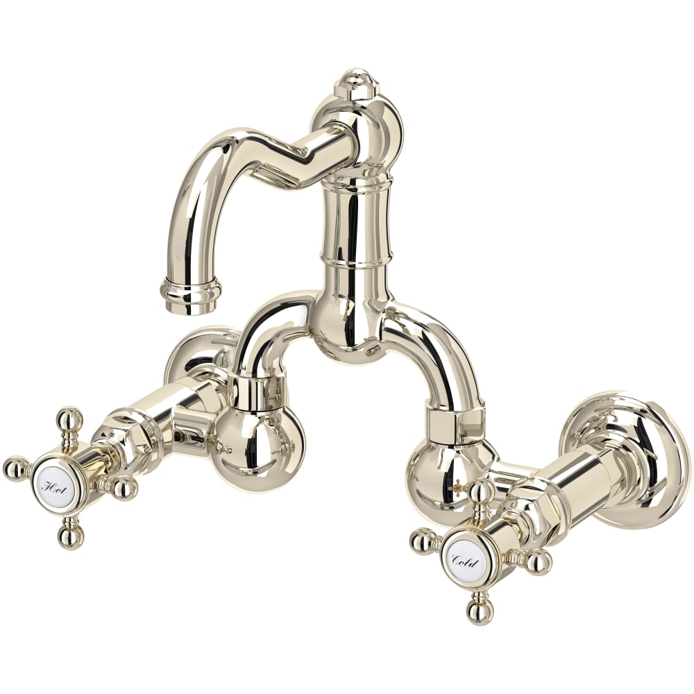 Acqui 1.2 GPM Wall Mounted Widespread Bridge Bathroom Faucet with Pop-Up Drain Assembly