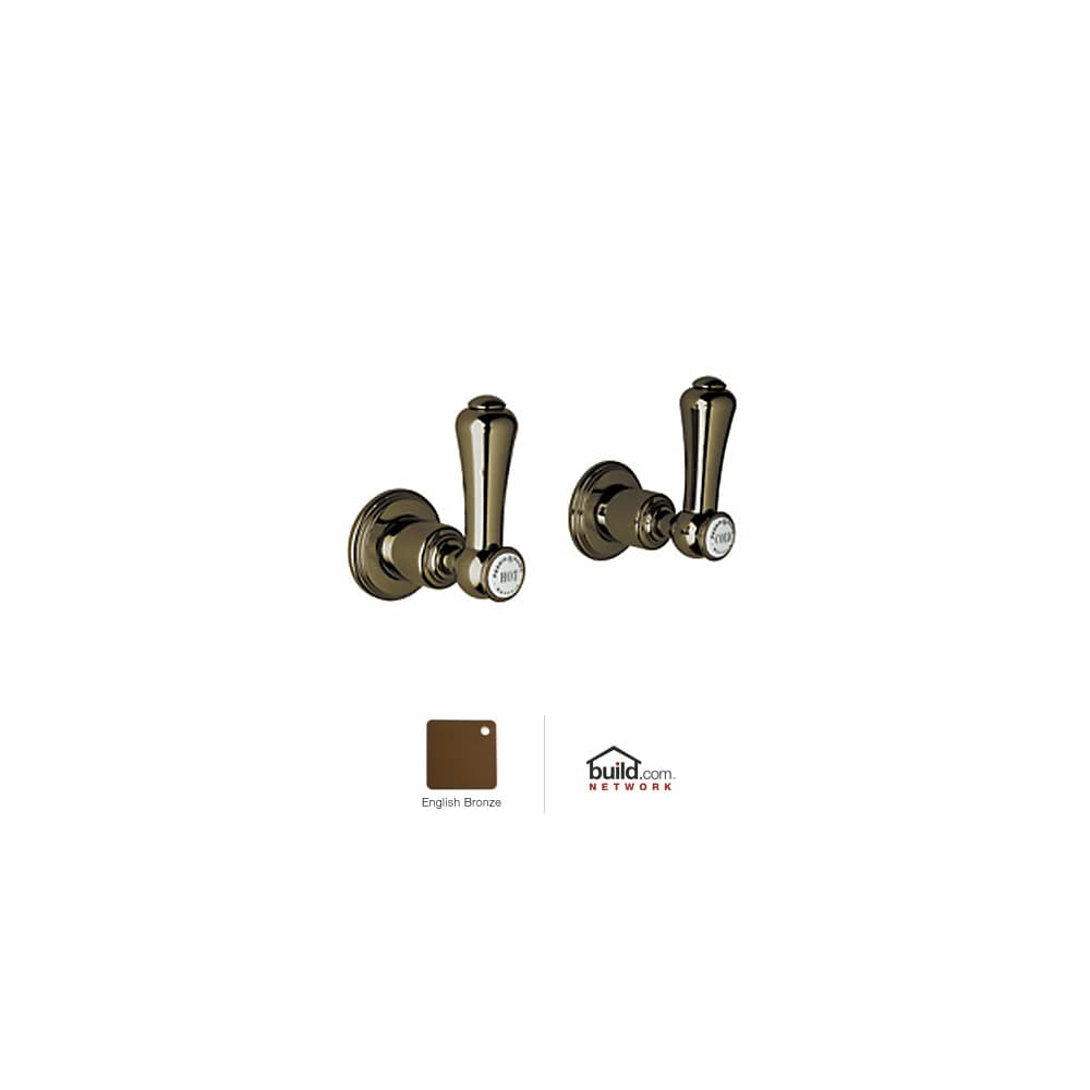 Georgian Era Pair of 1/2" Concealed Wall Valves with Porcelain Capped Metal Lever Handles