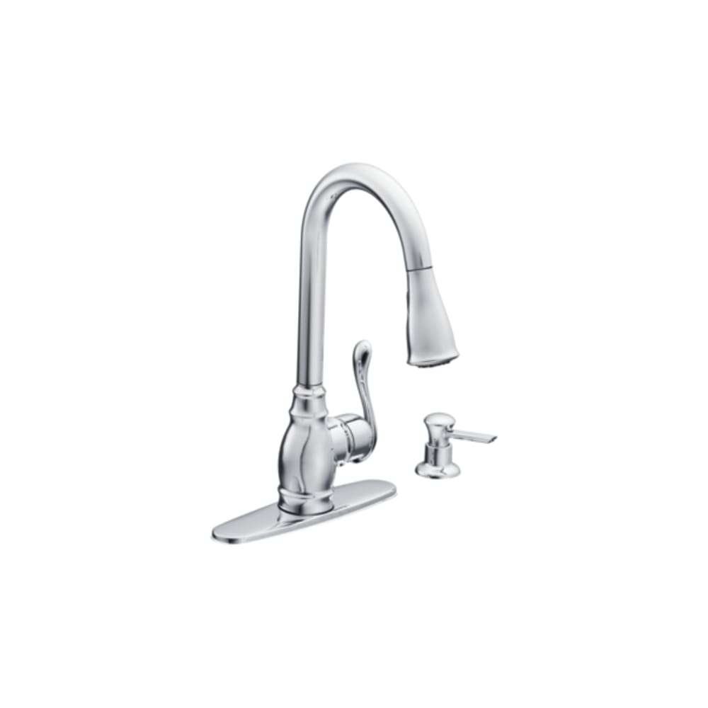 Moen Anabelle Single Handle Kitchen Faucet with Pulldown Spray and Soap Dispenser Chrome